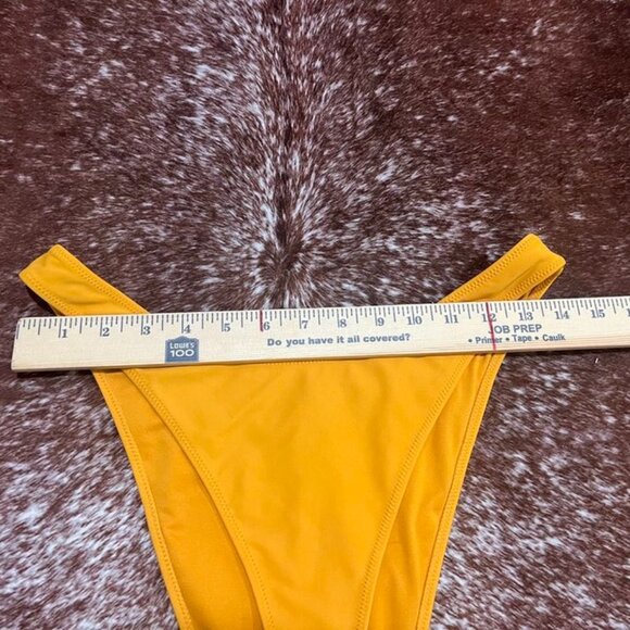 Forever 21 High Cut Cheeky Bikini Bottom Mustard Yellow L - Picture 9 of 10